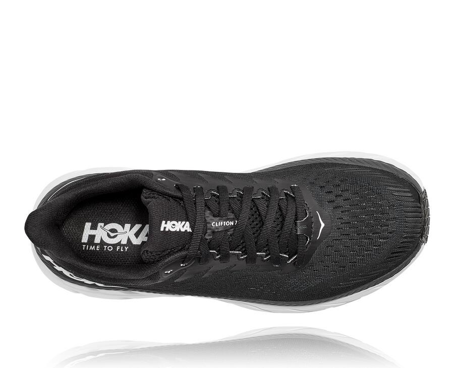 Hoka One One Clifton 7 Löparskor Dam - Svarta/Vita - RUKCL-1742